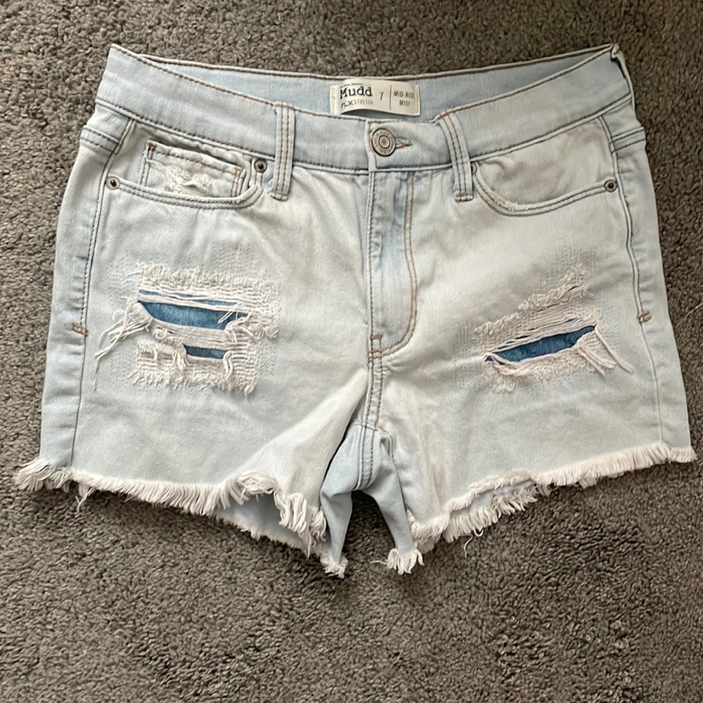 Mudd FLX stretch mid-rise midi jean shorts 7